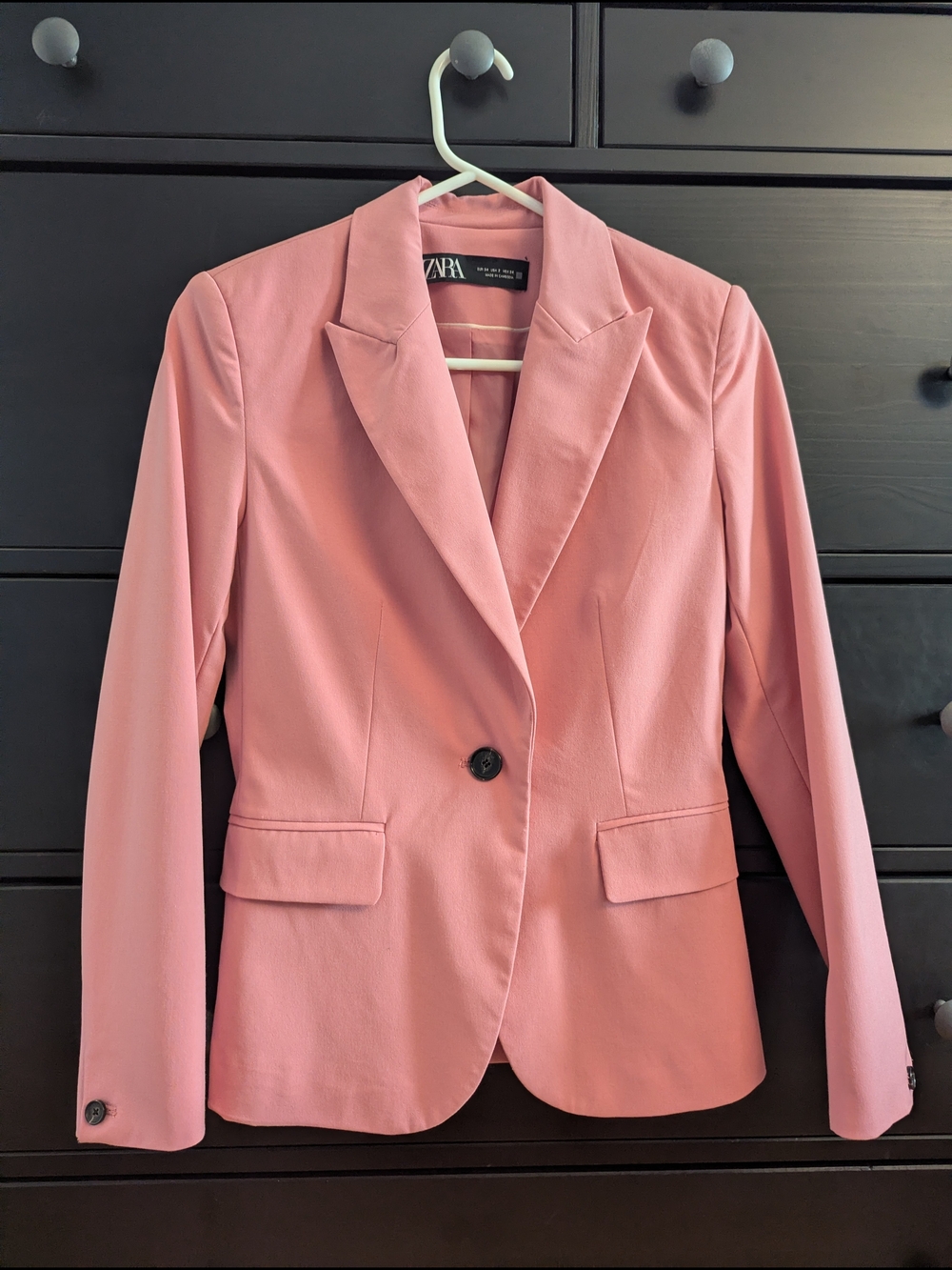 ZARA Pink Single-Button Tailored Blazer